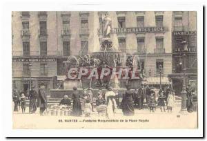 Nantes Postcard Old monumental Fountain Place Royale (very animated children ...