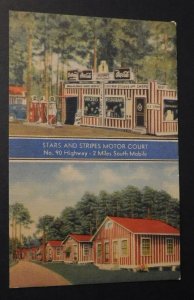 Mint USA Postcard Stars and Stripes Motor Court 2 Miles South Mobile