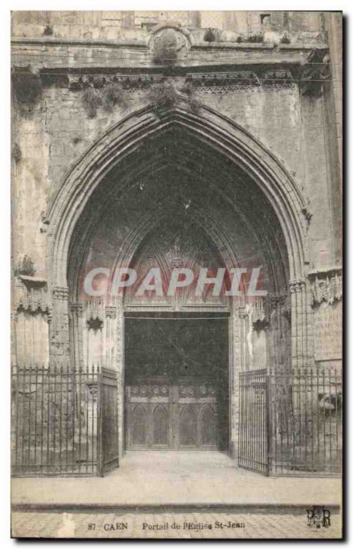 Old Postcard of Caen & # 39Eglise St Jean Portal