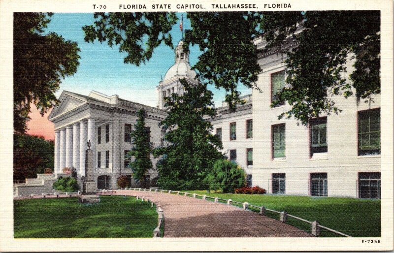 Florida State Capitol Tallahassee FL Sunset Linen Postcard VTG UNP Vintage 