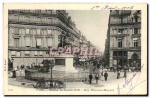 Old Postcard Paris Statue of Louis XIV Rue Etienne Marcel