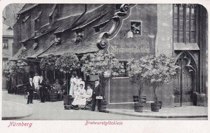 Bratwurst Glocklein Nurnberg Antique German Postcard With Cafe Postmark