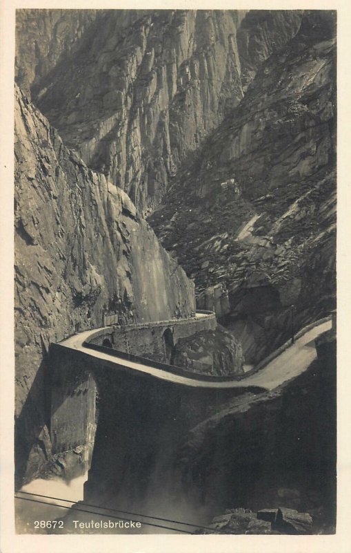 Postcard Switzerland Teutelsbrucke canyon mountain pass