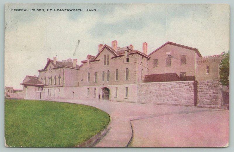 Ft Leavenworth Kansas~Federal Prison~1910 Postcard