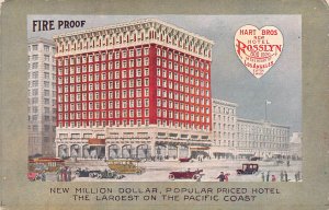 Hart Bros. New Hotel Rosslyn, Los Angeles, California, Early Postcard, Unused
