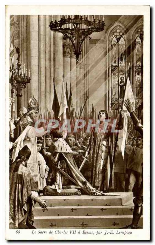 Old Postcard The coronation of Charles VII in Reims