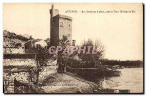 Avignon Old Postcard The Banks of the Rhone near the Tour Philippe le Bel