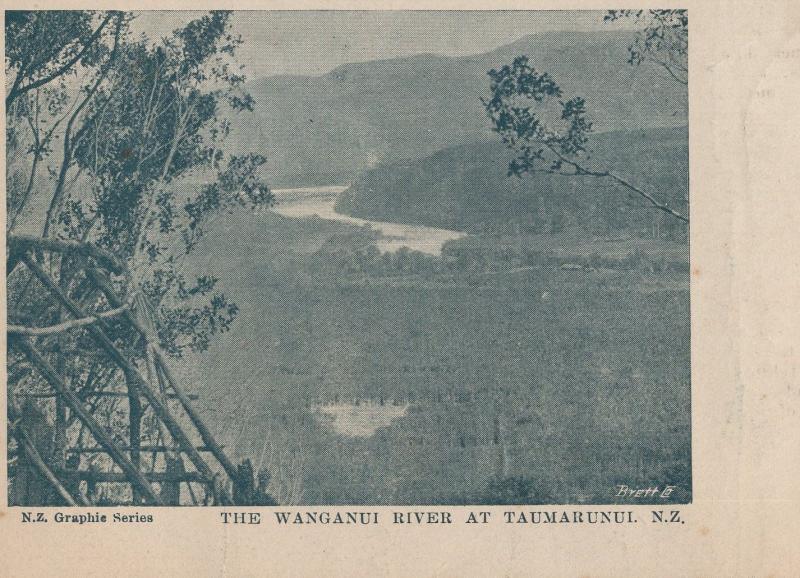 Wanganui River at Taumarunui Antique New Zealand Postcard