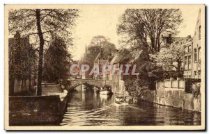 Postcard Old Bruges Quai and Green Horse Bridge