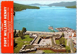 VINTAGE CONTINENTAL SIZE POSTCARD HISTORIC FORT WILLIAM HENRY LAKE GEORGE NY