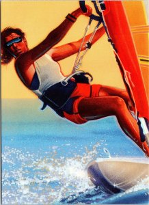 VINTAGE CONTINENTAL SIZE POSTCARD WOMEN'S SAILBOARDING 1996 OLYMPIC GAMES