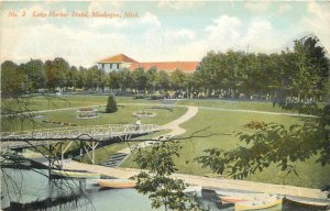 Postcard Michigan Muskegon Lake Harbor Hotel C-1910 occupation 23-7976