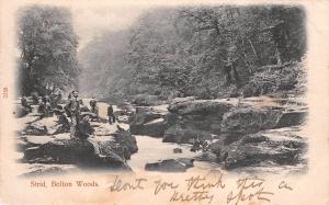 BOLTON WOODS YORKSHIRE UK THE STRID~PEOPLE ON ROCKS HARTMANN POSTCARD 1903 PSTMK