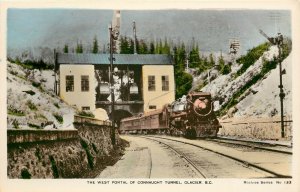 Hand-Colored RPPC 133 West Portal Connaught RR Tunnel Glacier BC Canada