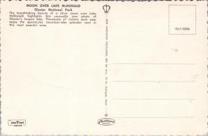 Moon Over Lake McDonald Glacier National Park Montana MT Unused Postcard D49
