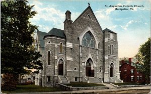 St Augustine Catholic Church Montpelier Vermont Postcard Buswell's Bookstore UNP