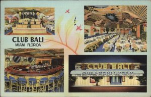 MIAMI FLORIDA FL Club Bali ART DECO LINEN Vintage Postcard