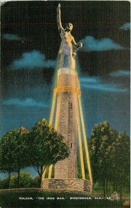 Alabama Birmingham Vulcan The Iron Man Kropp Night Postcard 22-2839