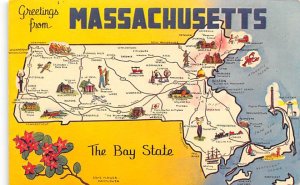 Massachusetts USA Greetings From Unused 