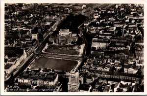 Germany Leipzig Blick auf Augustusplatz Hauptbahnhof Vintage RPPC C028