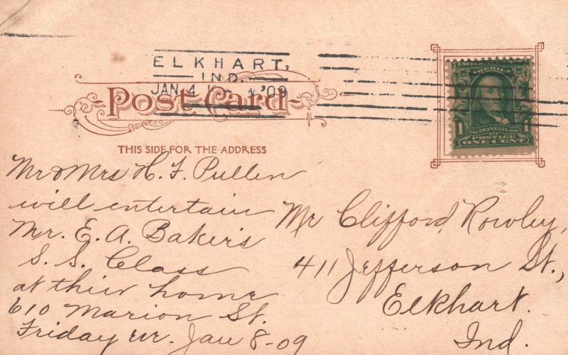 New Post Office Building Century Club At Right Elkhart Indiana Vintage