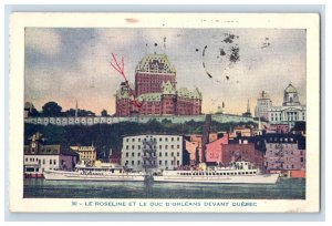 Vintage Le Roseline D,Orleans Devant Quebec. Postcard F145E