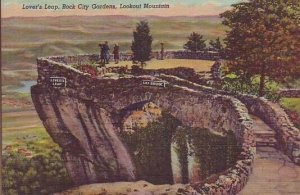 Lover's Leap Rock City Gardens Lookout Mountain Curteich linen postcard