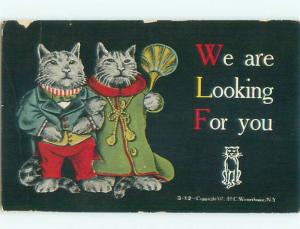 Pre-Linen Comic HUMANIZED CATS IN CLOTHING AB9214