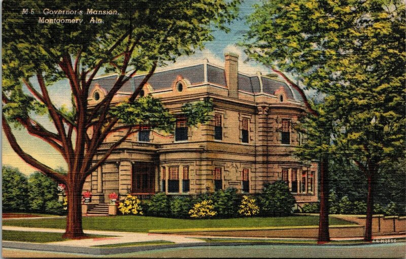 Vtg Montgomery Alabama AL Governor's Mansion 1950s Linen Postcard