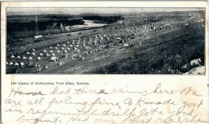 Aerial View Camp of Instruction Fort Riley KS Vintage Postcard C23