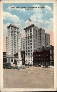 Augusta Georgia GA Broad Street Trolley Streetcar Vintage Postcard