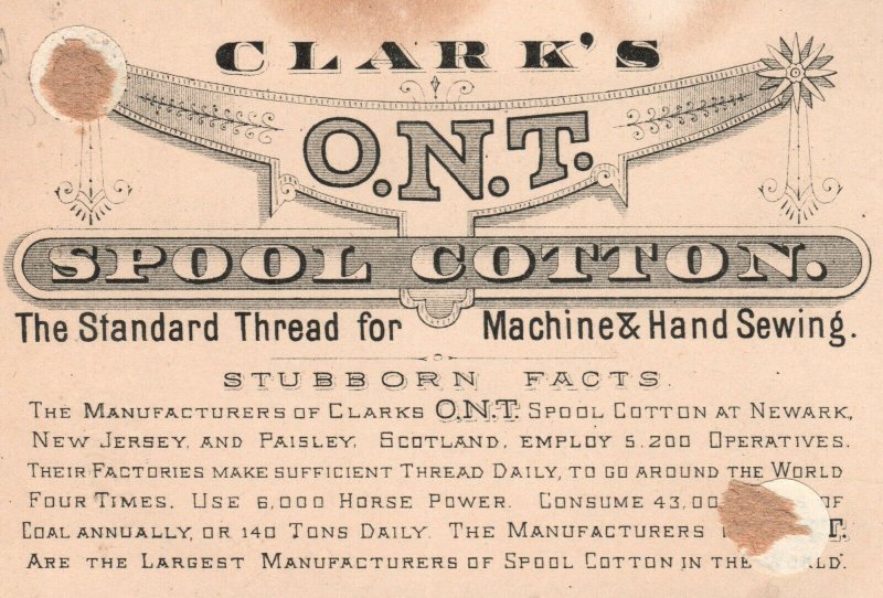 1880s-90s Hard to Beat Boy with Drum Clark's O.N.T Spool Cotton Daniell's Notion