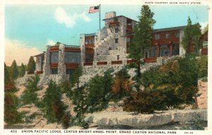 Vintage Postcard Union Pacific Lodge Center Bright Angel Point Grand Canyon AZ