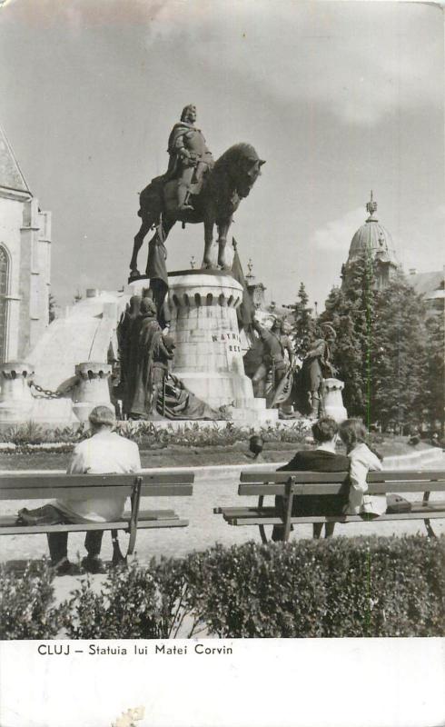 Cluj Romania 1963 butterfly stamp Statuia lui Matei Corvin