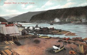 KLONDYKE RIVER AT MIDNIGHT YUKON ALASKA POSTCARD (c. 1910)