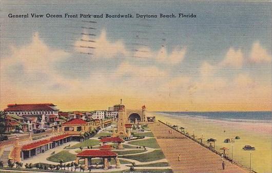 Florida Daytona Beach General View Ocean Front Park And Boardwalk 1943