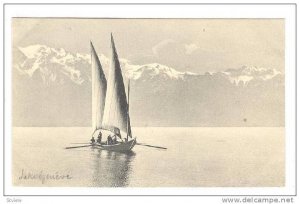 Sailboat, Lake Geneve, Switzerland, 1900-1910s