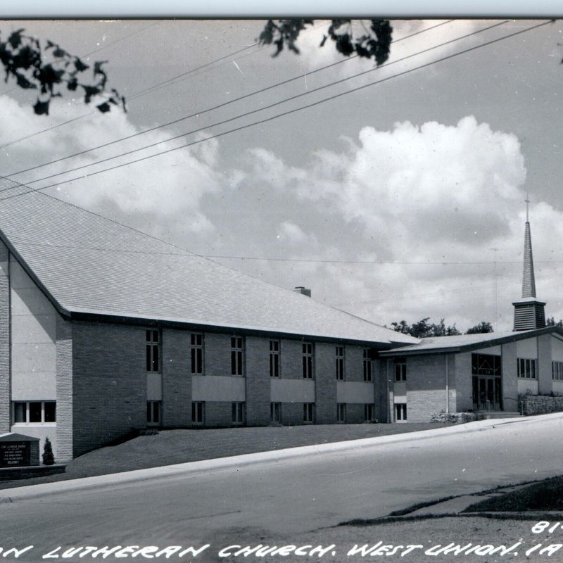 c1950s West Union, IA RPPC Zion Lutheran Church Real Photo Postcard Vtg A105