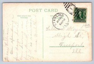 K7/ Sterling Illinois Postcard c1910 Carnegie Library Building 579