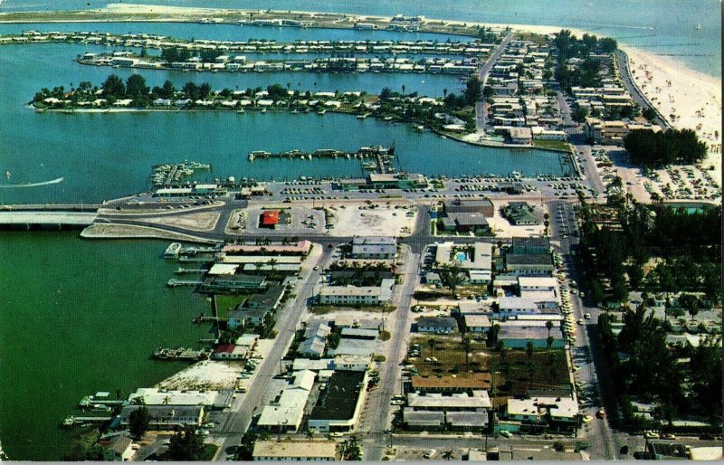 Celarwater Beach Shopping Aerial Marina Yacht Basin Ward Beckett Postcard Vtg Up 