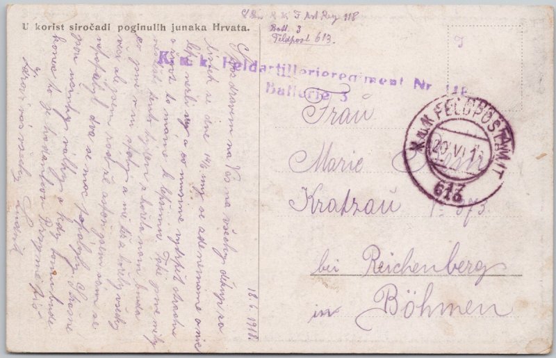 Austro Hungarian 42nd Croatian Devil Division Battle Scene WWI Postcard H80