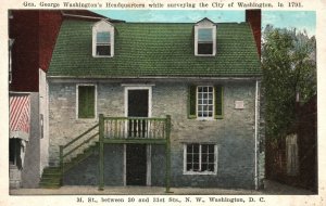 Vintage Postcard 1920's Gen. Washington's Headquarters Surveying City Wash. D.C.