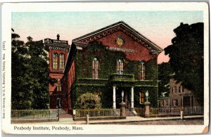 Peabody Institute, Peabody MA Shiny Accents, Undivided Back Vintage Postcard H30