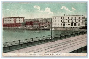 c1910's View From Girder Bridge Scene Rockford Illinois IL Unposted Postcard