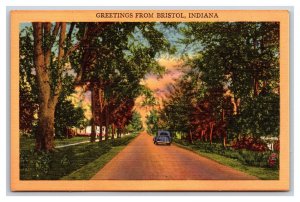 Generic Scenic Greetings Country Road  Bristol Indiana IN UNP Linen Postcard R15