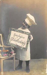 US2971 Little Boy Chef Child Kid Postcard  Artist signed  fantasy  cook