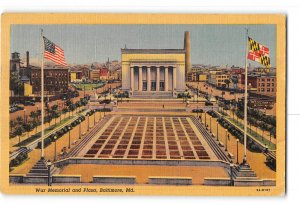 Baltimore Maryland MD Postcard 1957 War Memorial and Plaza
