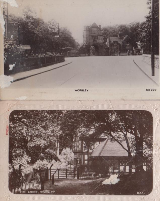 Worsley The Lodge Manchester Salford 2x Antique Old Real Photo Postcard s