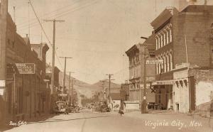 Virginia City NV Storefronts Old Gold Mining Town Old Cars 1939 RPPC