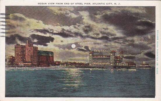 New Jersey Atlantic City Ocean View From End Of Steel Pier 1932